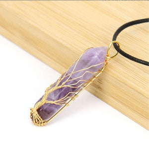 Natural Hexagonal Tree Of Life Crystal Courage Harmony Necklace