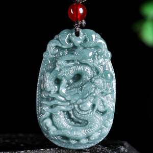 Natural Jade Blue Water 12 Zodiac Pendant Courage and Strength Necklace