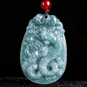 Natural Jade Blue Water 12 Zodiac Pendant Courage and Strength Necklace