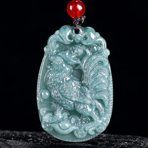 Natural Jade Blue Water 12 Zodiac Pendant Courage and Strength Necklace
