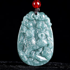 Natural Jade Blue Water 12 Zodiac Pendant Courage and Strength Necklace