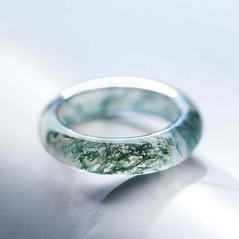 Natural Jade Water Agate Balance and Harmony Ring