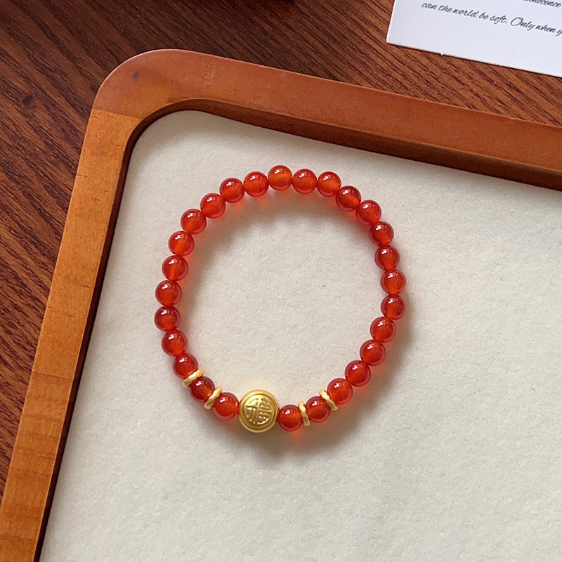 Natural Red Agate Horse Year Balance and Harmony Bracelet