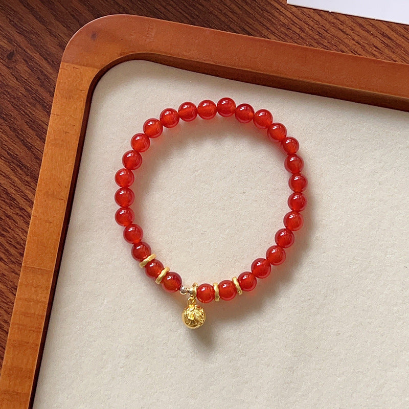 Natural Red Agate Horse Year Balance and Harmony Bracelet