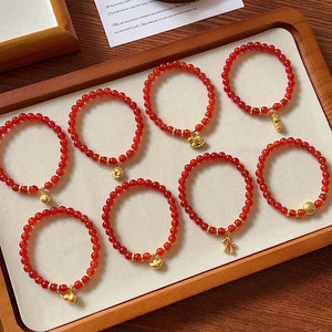 Natural Red Agate Horse Year Balance and Harmony Bracelet
