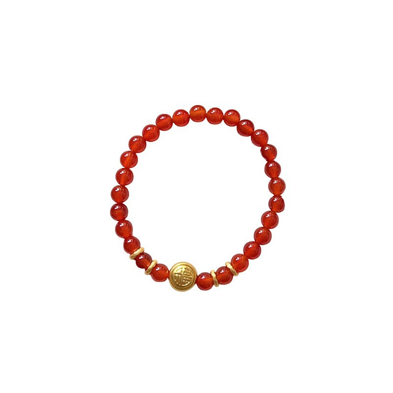 Natural Red Agate Horse Year Balance and Harmony Bracelet