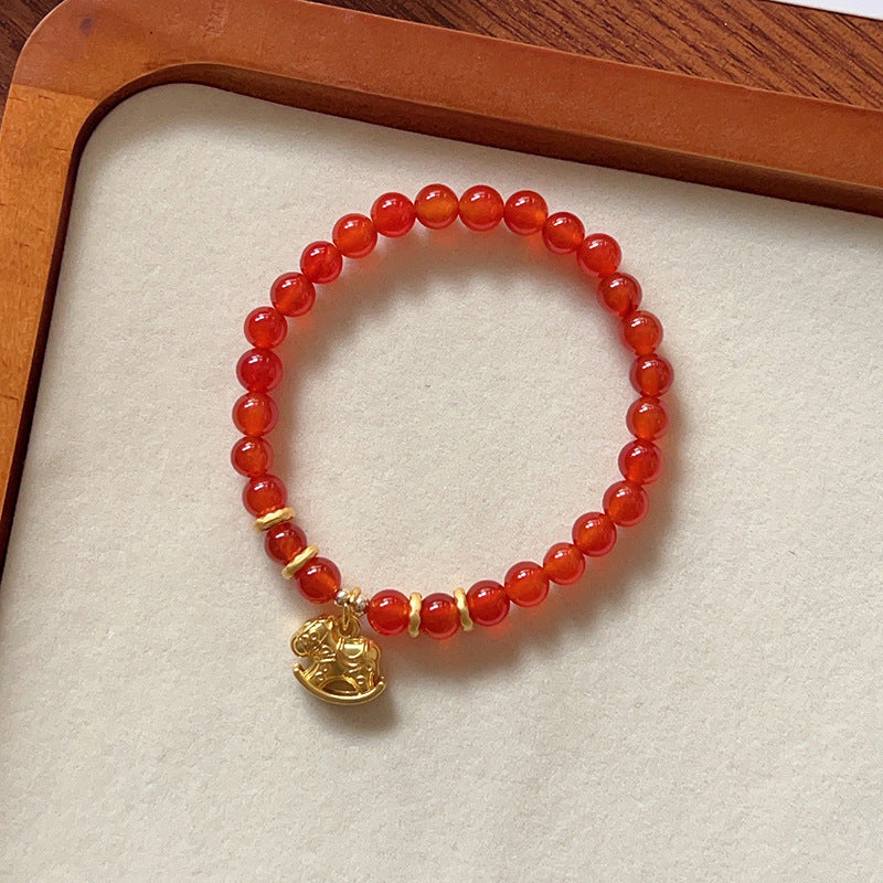 Natural Red Agate Horse Year Balance and Harmony Bracelet