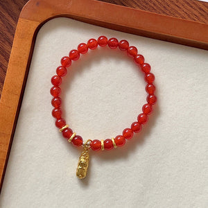 Natural Red Agate Horse Year Balance and Harmony Bracelet