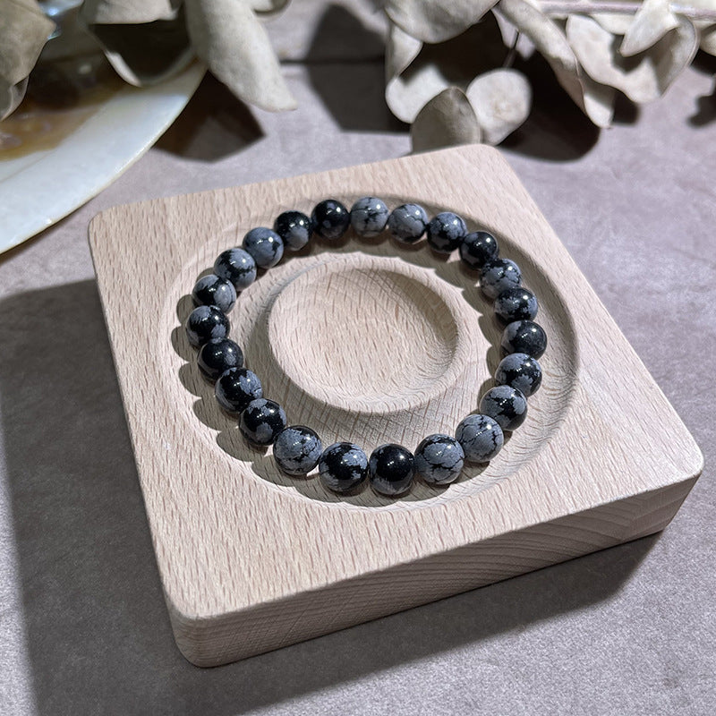 Natural Snowflake Obsidan Stone Courage and Strength Bracelet