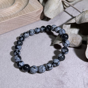 Natural Snowflake Obsidan Stone Courage and Strength Bracelet
