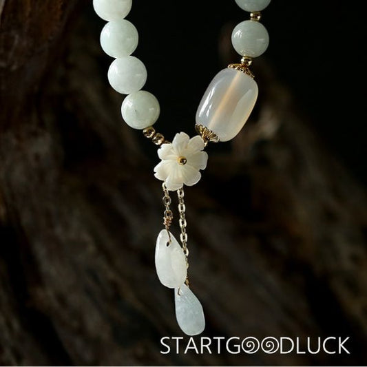 Natural White Jade Luck Bracelet | White Jade Beads Bracelet