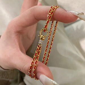 New Year Red Rope Bracelet Dot zircon Braided Rope Chain 