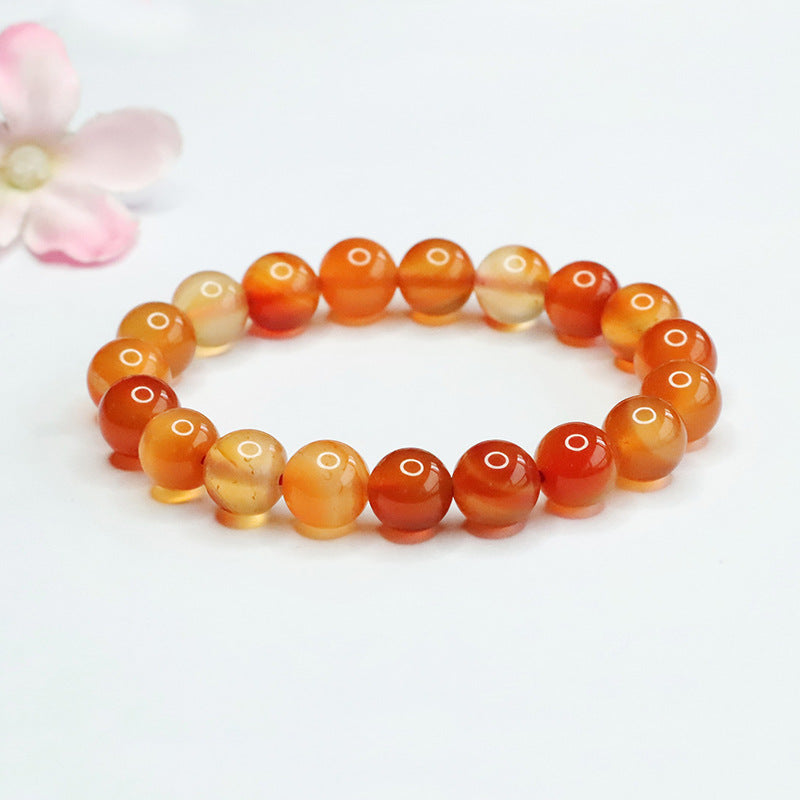 Chalcedony bracelet red yellow natural agate beads