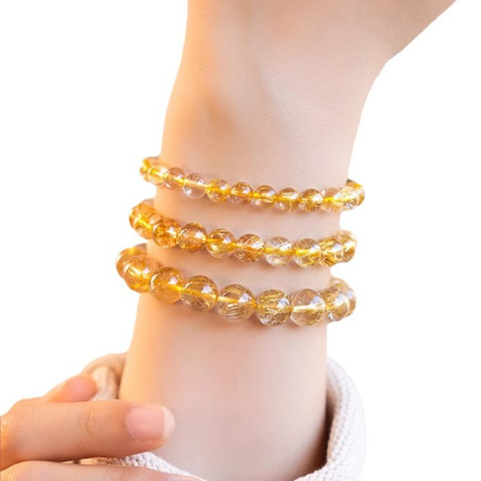 Yellow agate Bracelet Citrine Transfer Beads Luck Bracelet