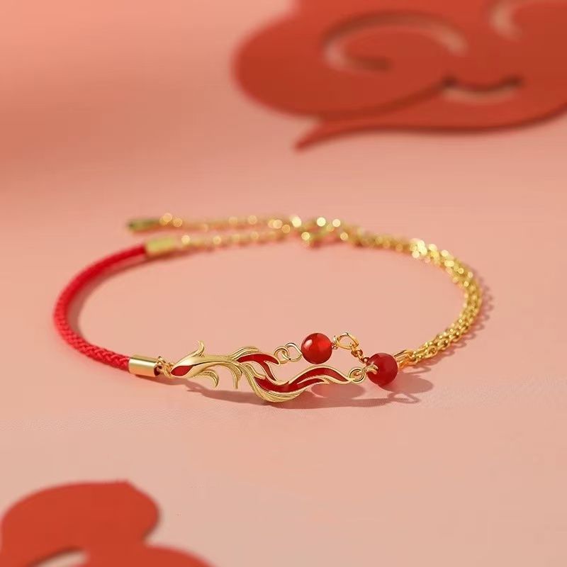 Red String Gold Plated Koi Fish Prosperity and Wealth Bracelet
