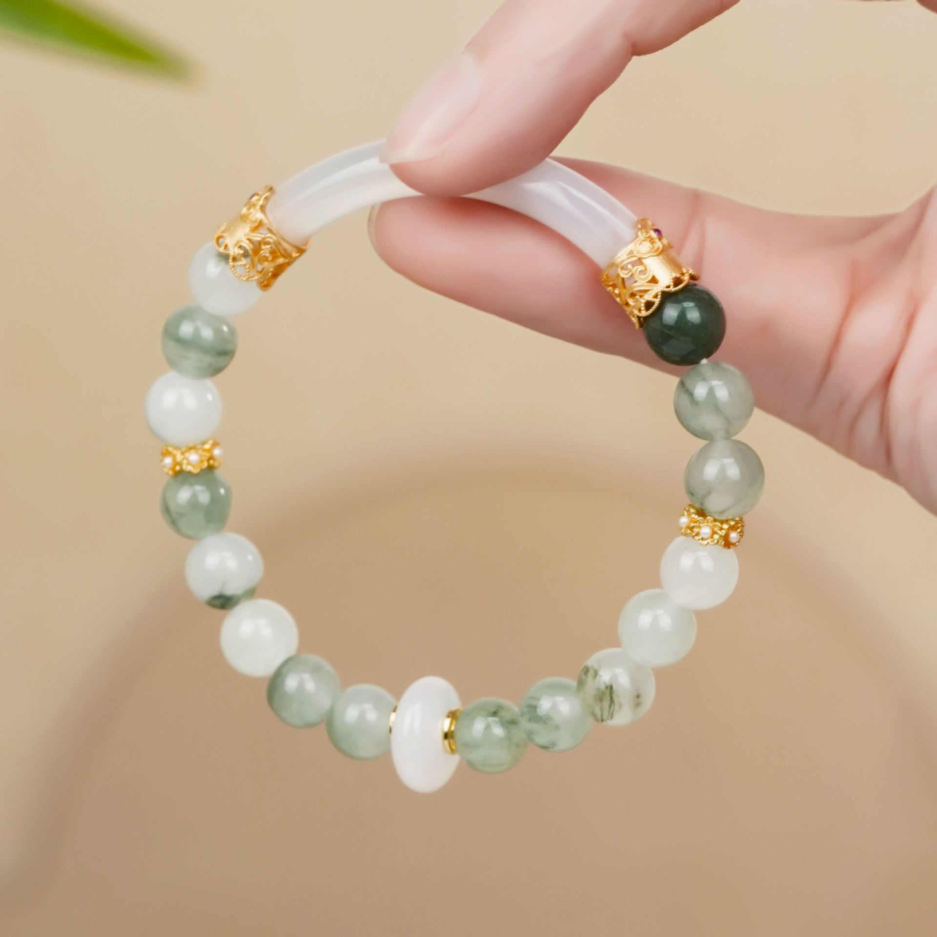 Natural Jade Floating Flower Balance and Harmony Bracelet
