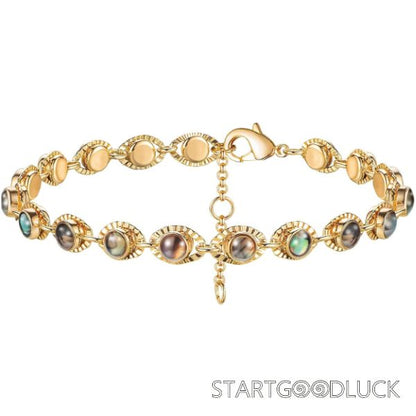 Abalone Shell Bracelet For Women | Pearl Beads Bracelet with Plated Gold Chain