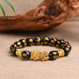 Pixiu Obsidian Wealth-Attracting Bracelet | Mens Beaded Bracelets for Prosperity