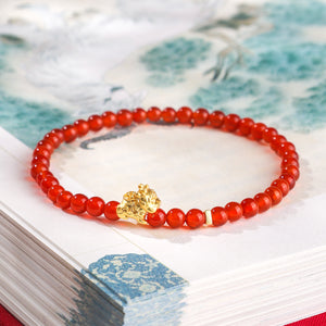Pixiu retro red Agate beads prosperity Bracelet 