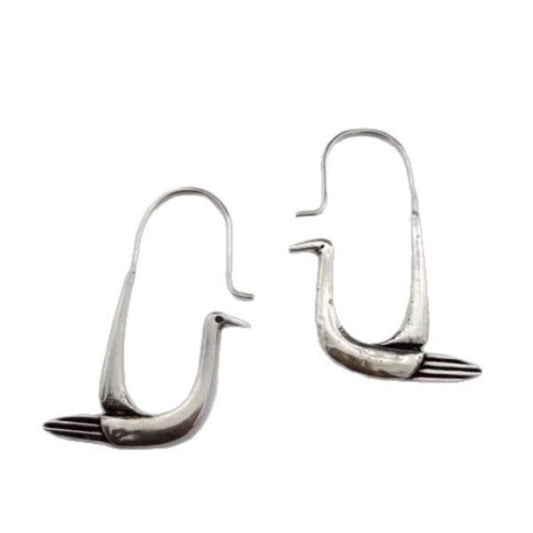 Plated Gold Silver Swan Earrings | Retro Style Earrings | Lightweight Earrings For Women