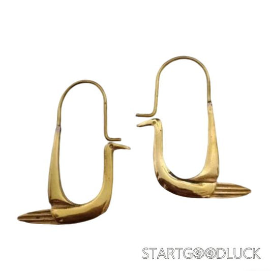 Plated Gold Silver Swan Earrings | Retro Style Earrings | Lightweight Earrings For Women