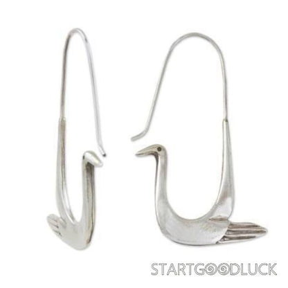 Plated Gold Silver Swan Earrings | Retro Style Earrings | Lightweight Earrings For Women