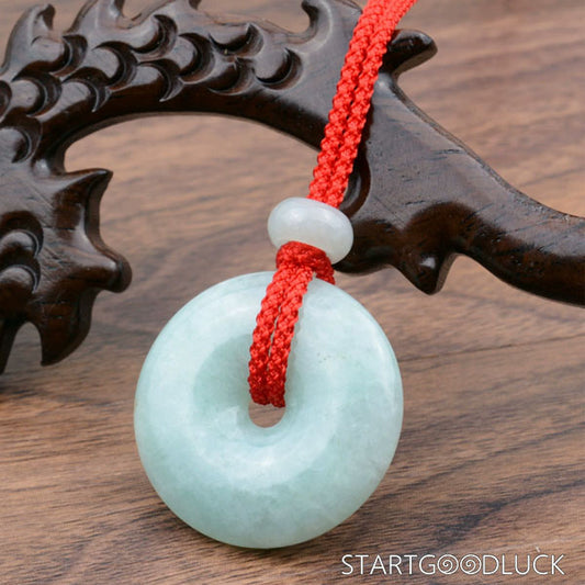 Red - String Jade Peace Buckle Necklace Pendant: Ancient Blessings in Modern Wear