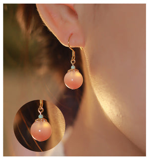 Red Agate Pendant Peach Blossom Harmony&Balance Earrings 