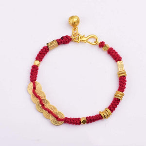 Red String 18k Gold Hand-woven Ethnic Style Love and Luck Bracelet