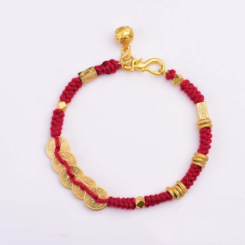 Red String 18k Gold Hand-woven Ethnic Style Love and Luck Bracelet