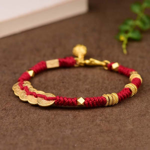 Red String 18k Gold Hand-woven Ethnic Style Love and Luck Bracelet