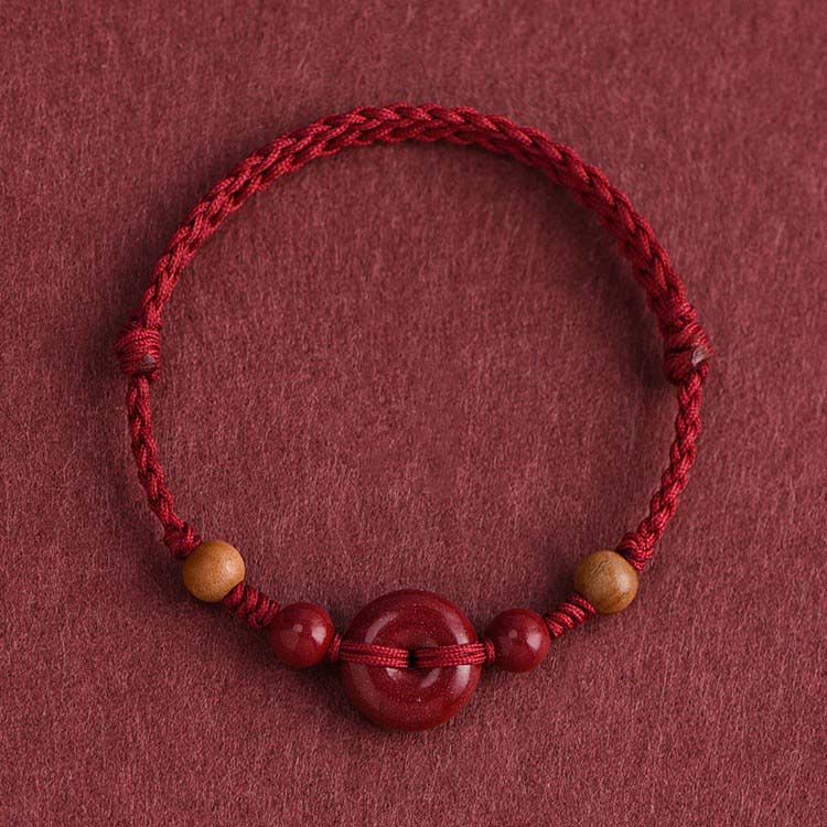 Red String Bracelet with Cinnabar Safety Buckle