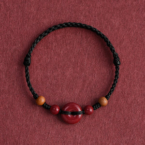 black String Bracelet with Cinnabar Safety Buckle