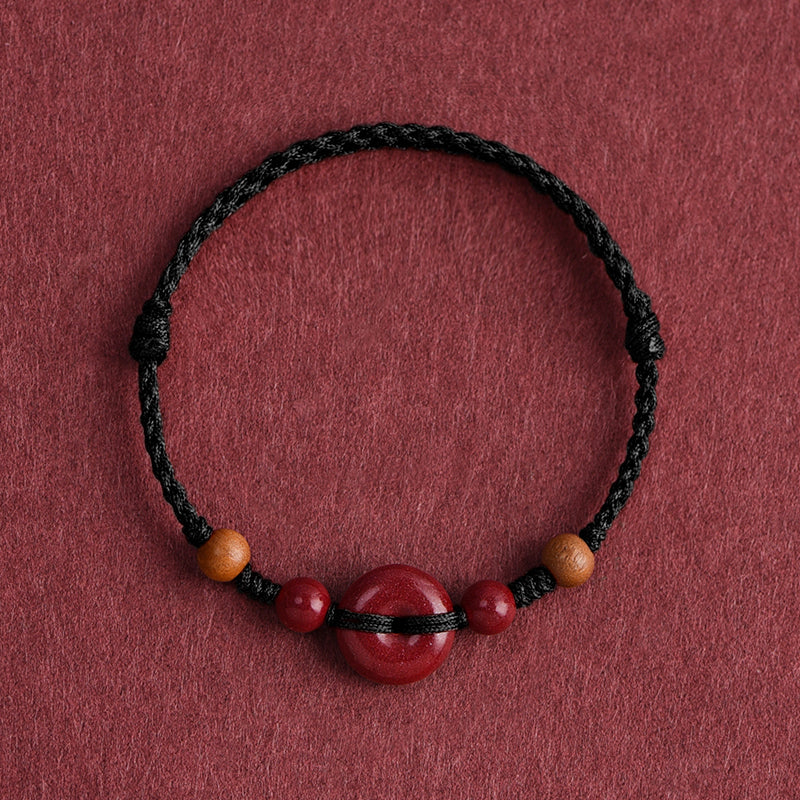 black String Bracelet with Cinnabar Safety Buckle