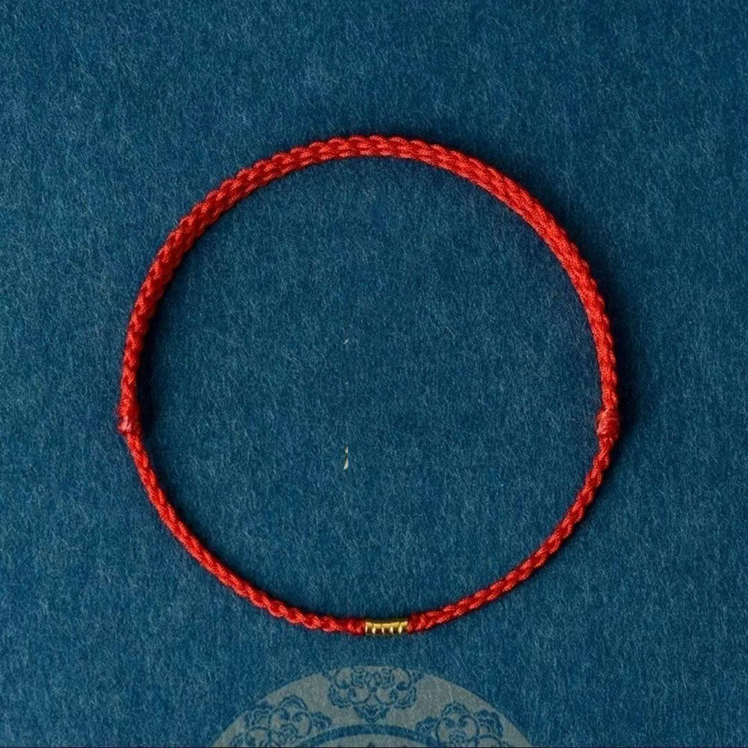 Elegant Red String Bracelet with Gold Beads for Daily Wear