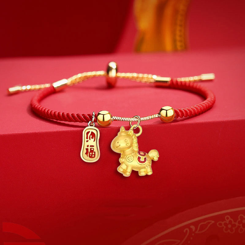 Red String Fu Horse Year Harmony and Happiness Bracelet