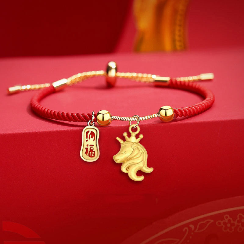 Red String Fu Horse Year Harmony and Happiness Bracelet