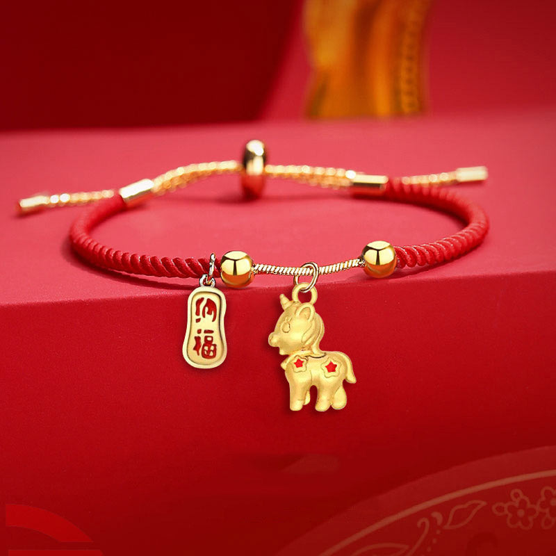 Red String Fu Horse Year Harmony and Happiness Bracelet