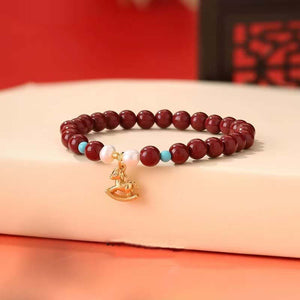 Red String Gold Plated Leaping Horse Cinnabar Bracelet for Women