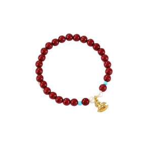 Red String Gold Plated Leaping Horse Cinnabar Bracelet for Women