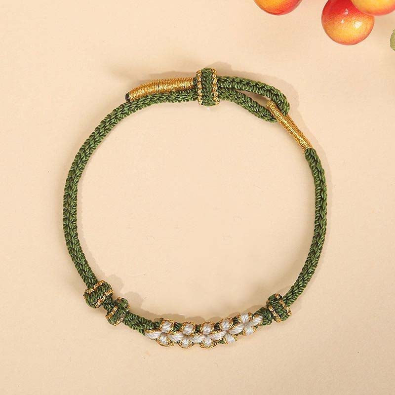 Red String Handmade Woven Peach Blossom Love and Luck Bracelet