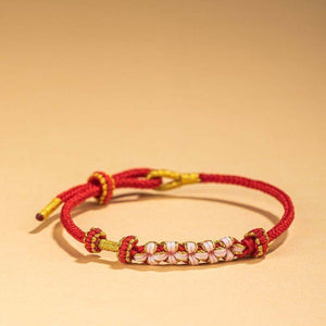 Red String Handmade Woven Peach Blossom Love and Luck Bracelet
