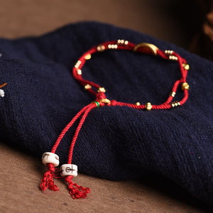 Red String Protection Bracelet with Gold Cinnabar product image