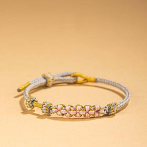 Red String Protection Bracelet with Peach Blossom