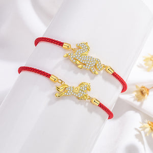Red String S925 Sterling Silver Horse Year Courage and Strength Bracelet