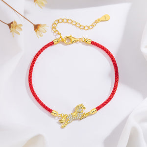 Red String S925 Sterling Silver Horse Year Courage and Strength Bracelet