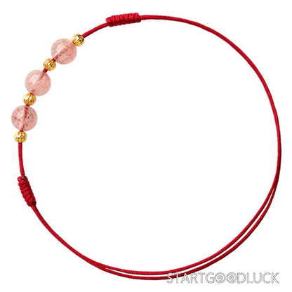 Red String Strawberry Quartz Bracelet | Love-Attracting - StartGoodLuck