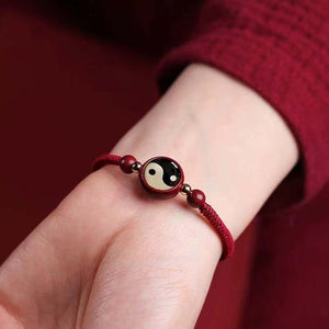 Red String Zen YinYang Cinnabar Balance and Harmony Bracelet