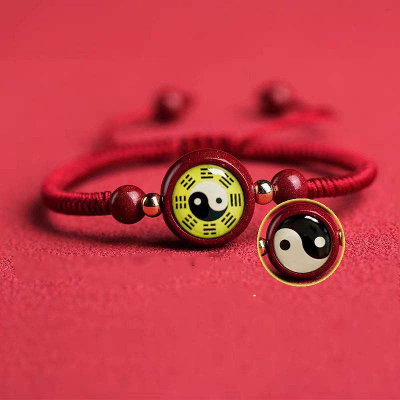 Red String Zen YinYang Cinnabar Balance and Harmony Bracelet