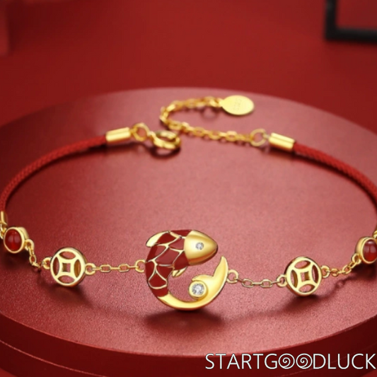 Rose Gold Koi Braided Bracelet | Lucky Charm for Fortune, Wealth & Spiritual Harmony